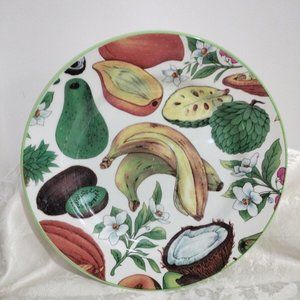 La Primula Ceramic Dinner Plate Tropical Fruit Pattern Made In Italy 10"1/4